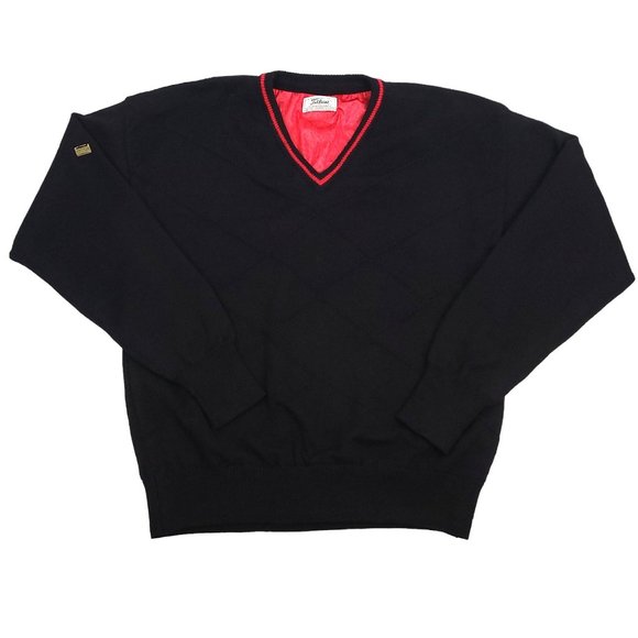 Vintage Titleist Corbin XCR Golf Sweater Mens L Wool V Neck Long Sleeve Black - Picture 8 of 12
